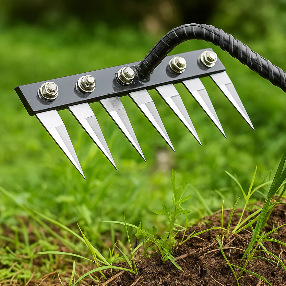 Râteau de Désherbage en Acier Robuste – Outil Résistant pour Entretien de Jardin et Élimination des Mauvaises Herbes
