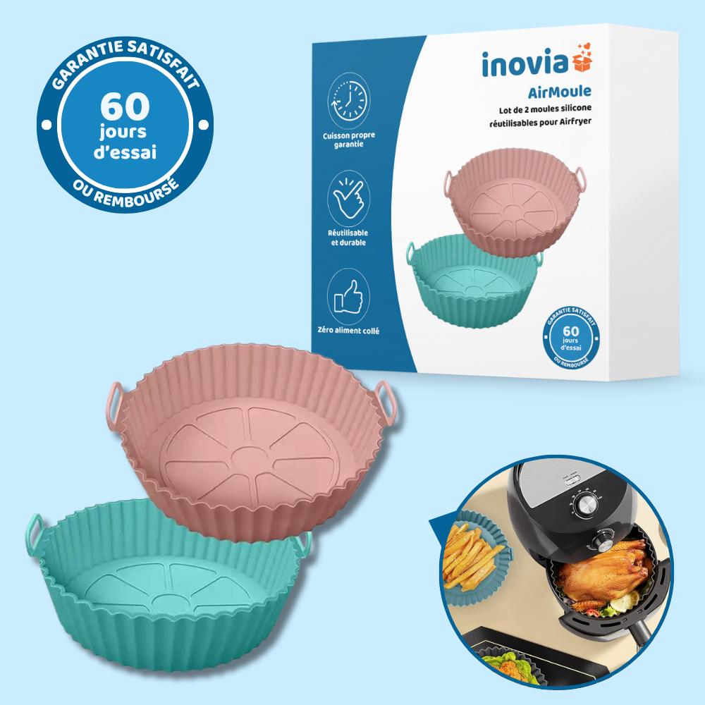 AirMoule - Lot de 2 moules silicone réutilisables pour Airfryer