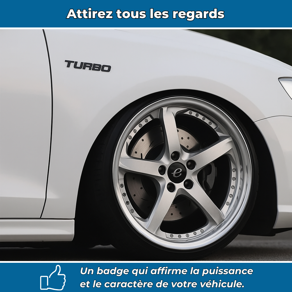 TurboStyle – Autocollant métal sport pour carrosserie auto
