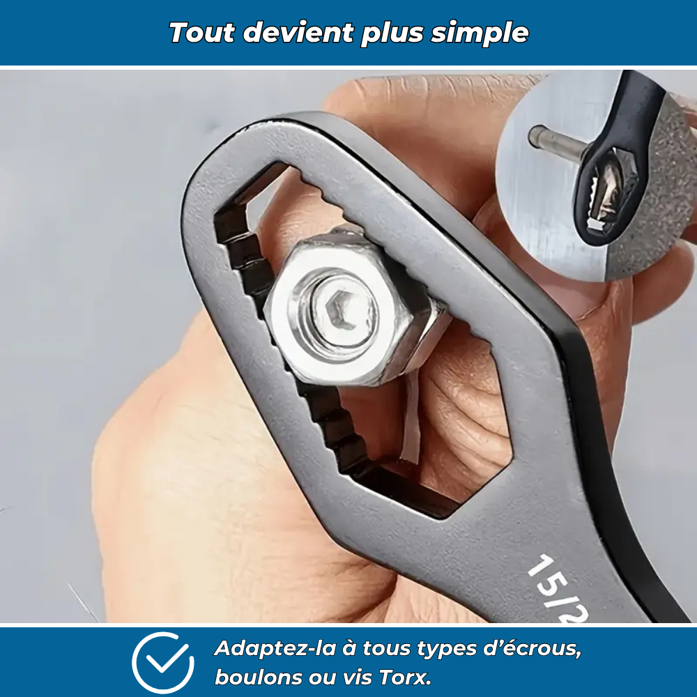 Clé à double tête réglable 3 à 17 mm