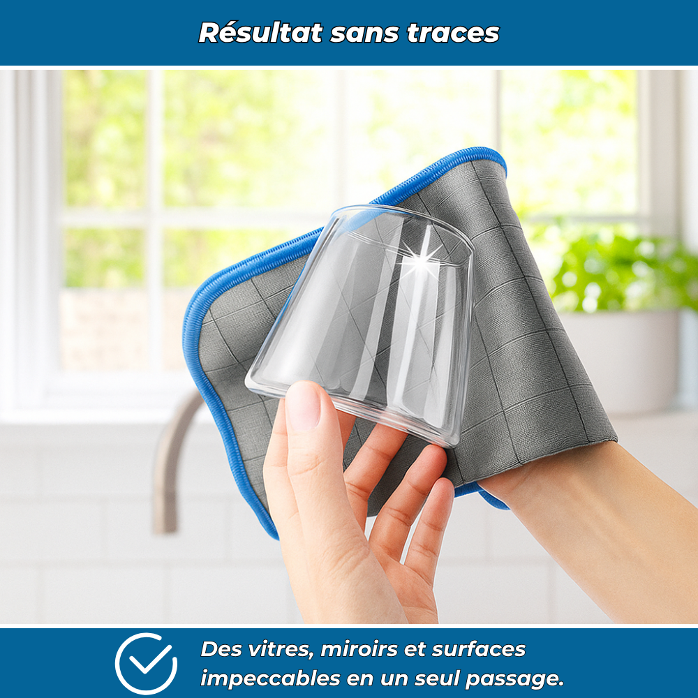 Chiffons microfibre en carbone pour maison – Lot de 3, nettoyage sans traces vitres & surfaces