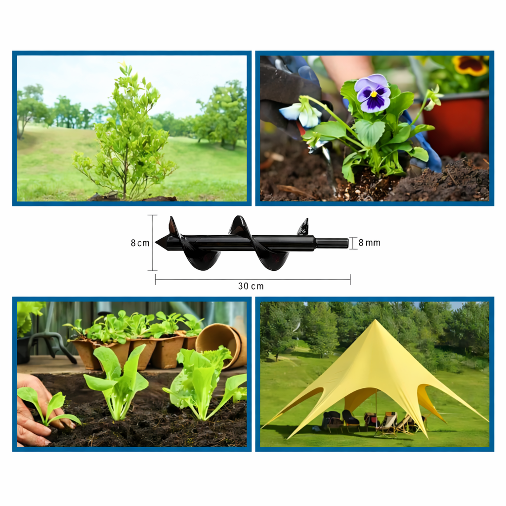 Foret de Terre pour Perceuse Jardin – Tarière Hélicoïdale Plantation Bulbes Piquets Sol