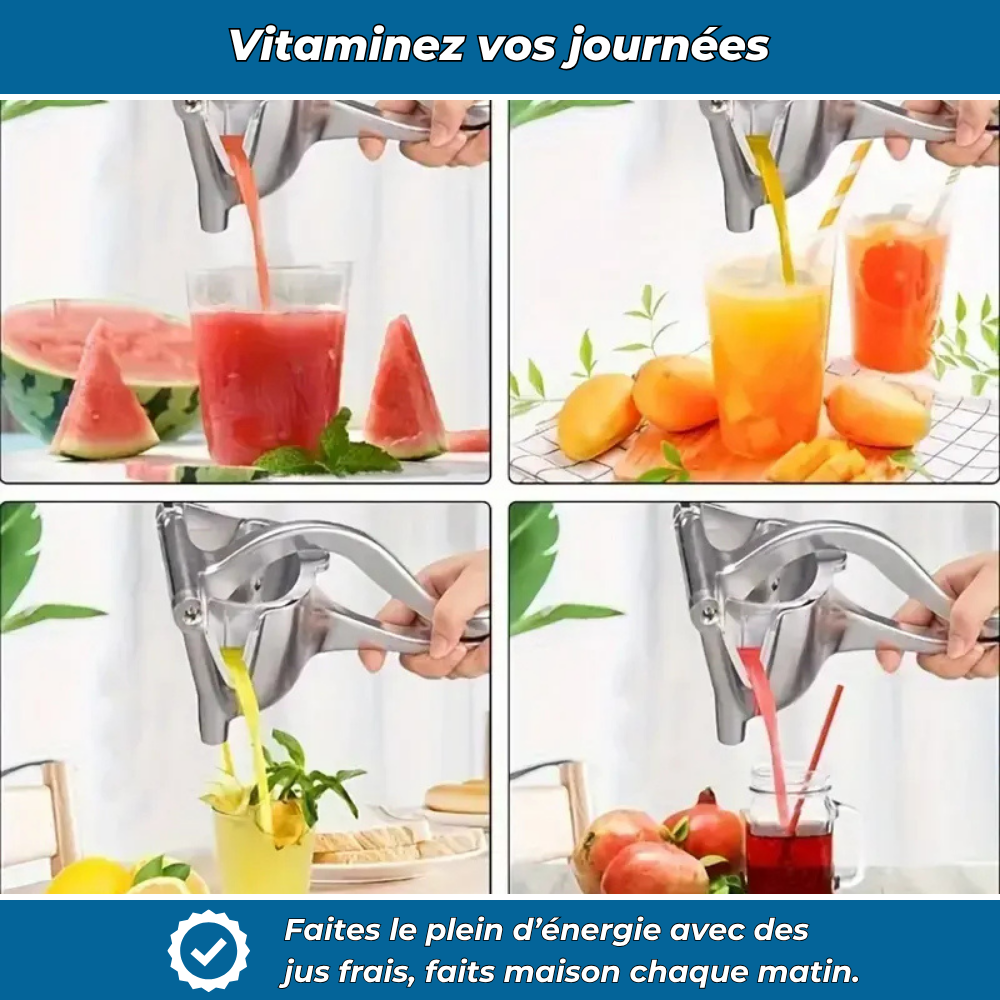 Agru'Max | Presse-agrumes manuel en acier | 3-en-1 pour jus frais