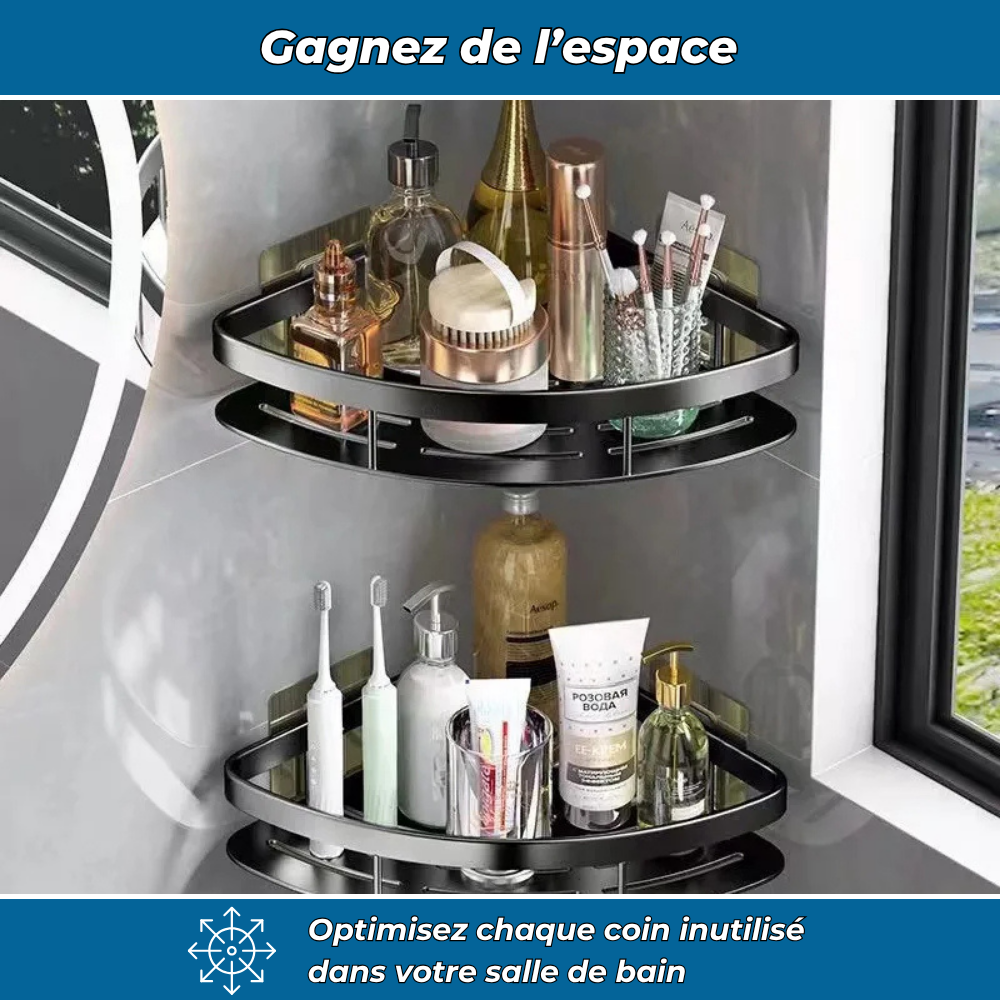 Étagères d’angle duo – Rangement pratique et sans perçage (Lot de 2)