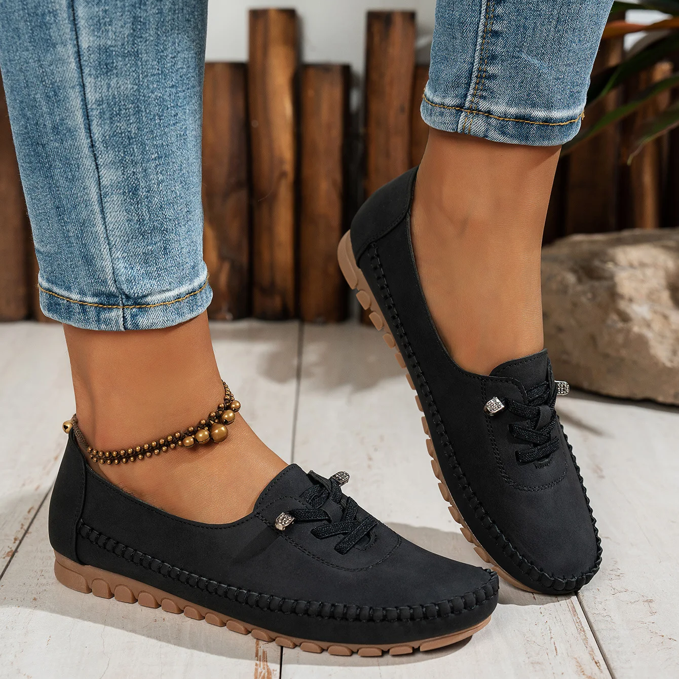 Mocassins femme confort Ă lacets