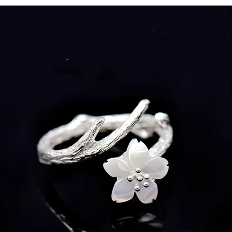Bague en Jade Naturel Blanc en Argent Sterling