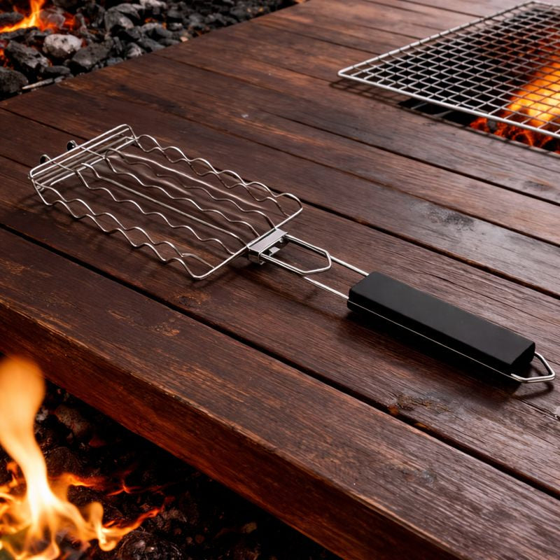 Grill’Master | Panier à barbecue spécial saucisses en métal – Cuisson uniforme – Accessoire BBQ robuste