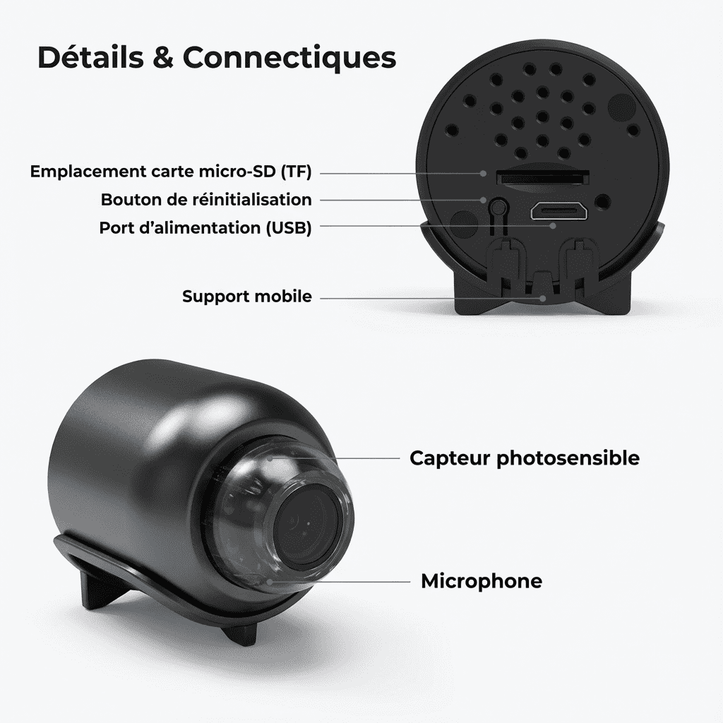 Comfexia™ – Mini Caméra Espion Sans Fil, Contrôle à Distance et Enregistrement HD