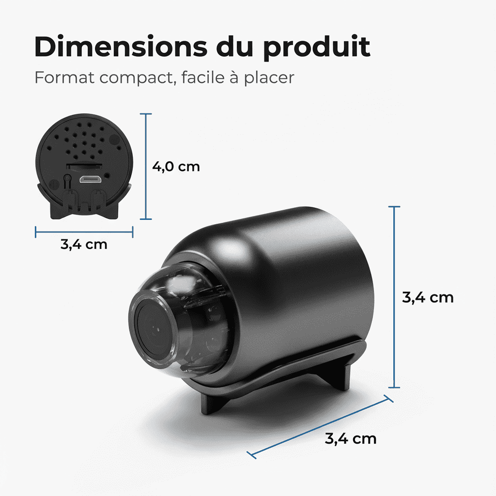 Comfexia™ – Mini Caméra Espion Sans Fil, Contrôle à Distance et Enregistrement HD