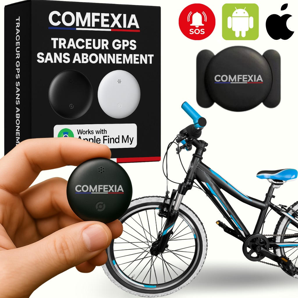 Comfexia™ – Traceur GPS Vélo Sans Abonnement, Android & iOS Find My