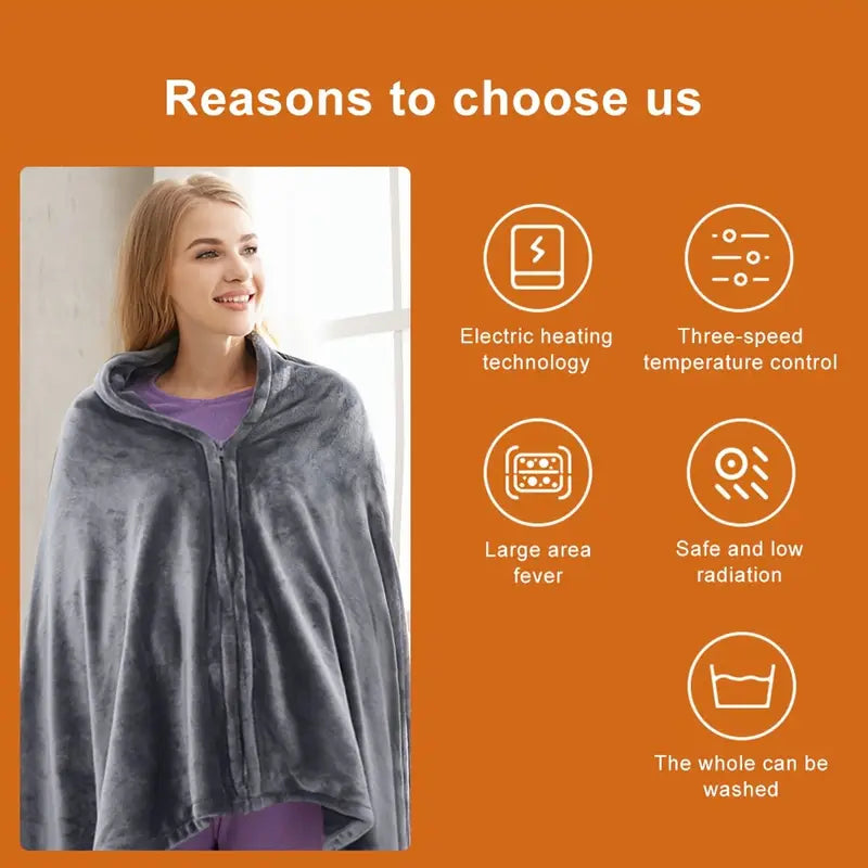 HeatEase™ – Couverture Électrique Portable avec 3 Niveaux de Chauffage USB