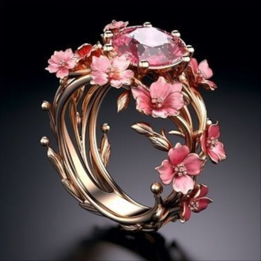 Bague Exotique Rose Vintage en or