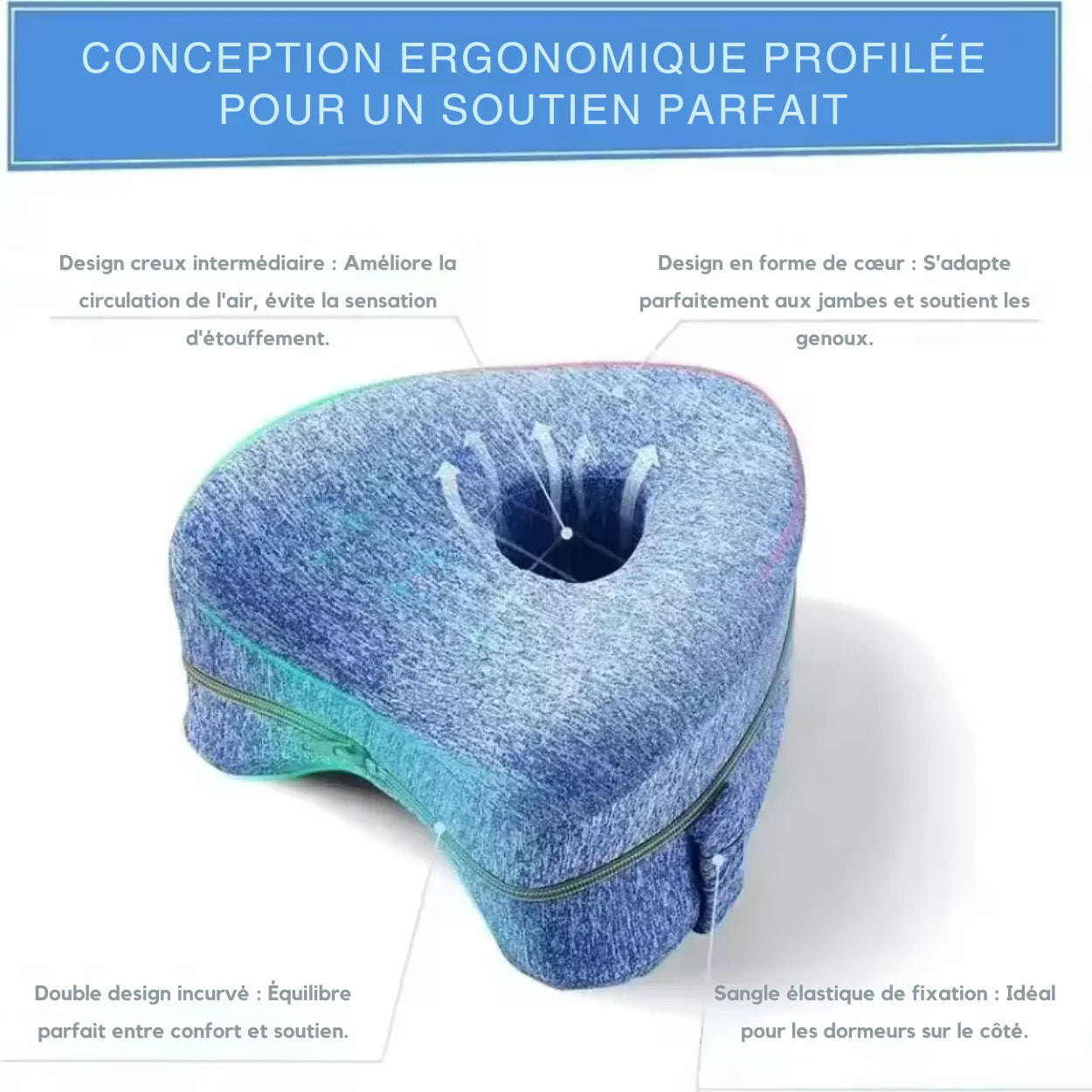 Oreiller Lombaire Ergonomique de Jambe à Mémoire de Forme