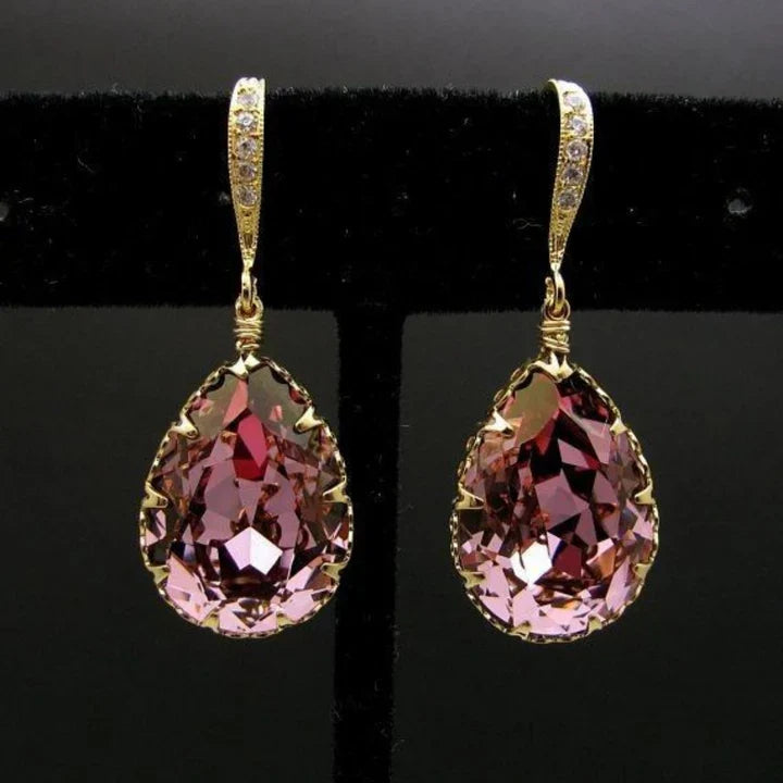 Boucles d'oreilles en verre rose