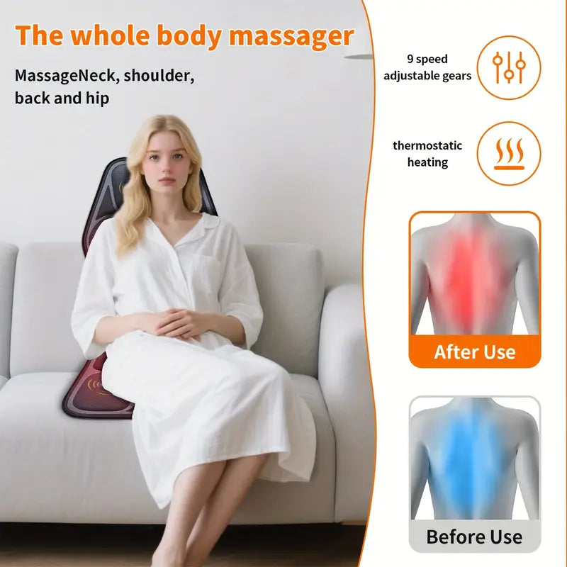 RelaxMax™ – Coussin Ergonomique Chaise avec Massage Complet et Chaleur Apaisante