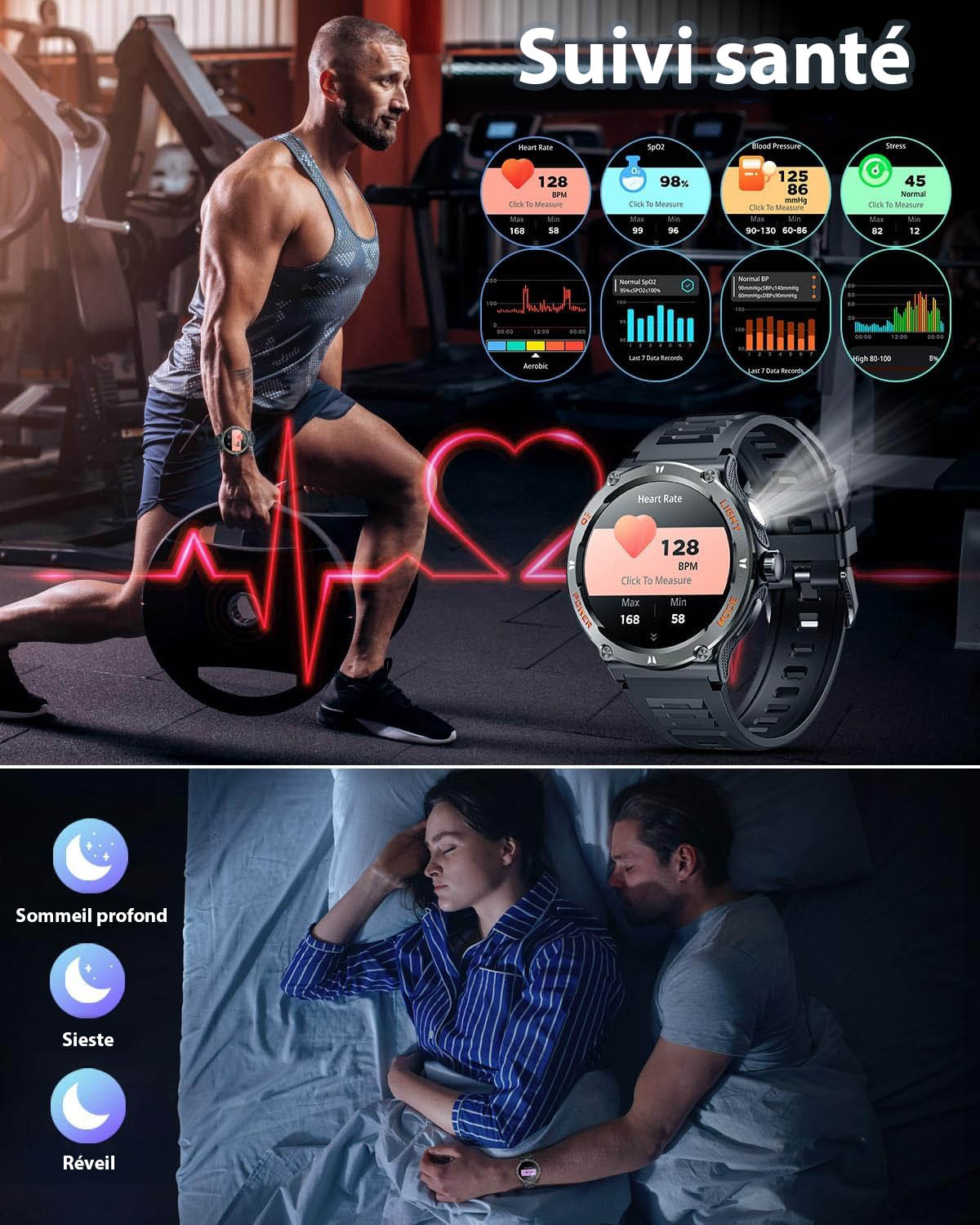 SportConnect™ – Montre Connectée Écran HD avec Boussole Intégrée