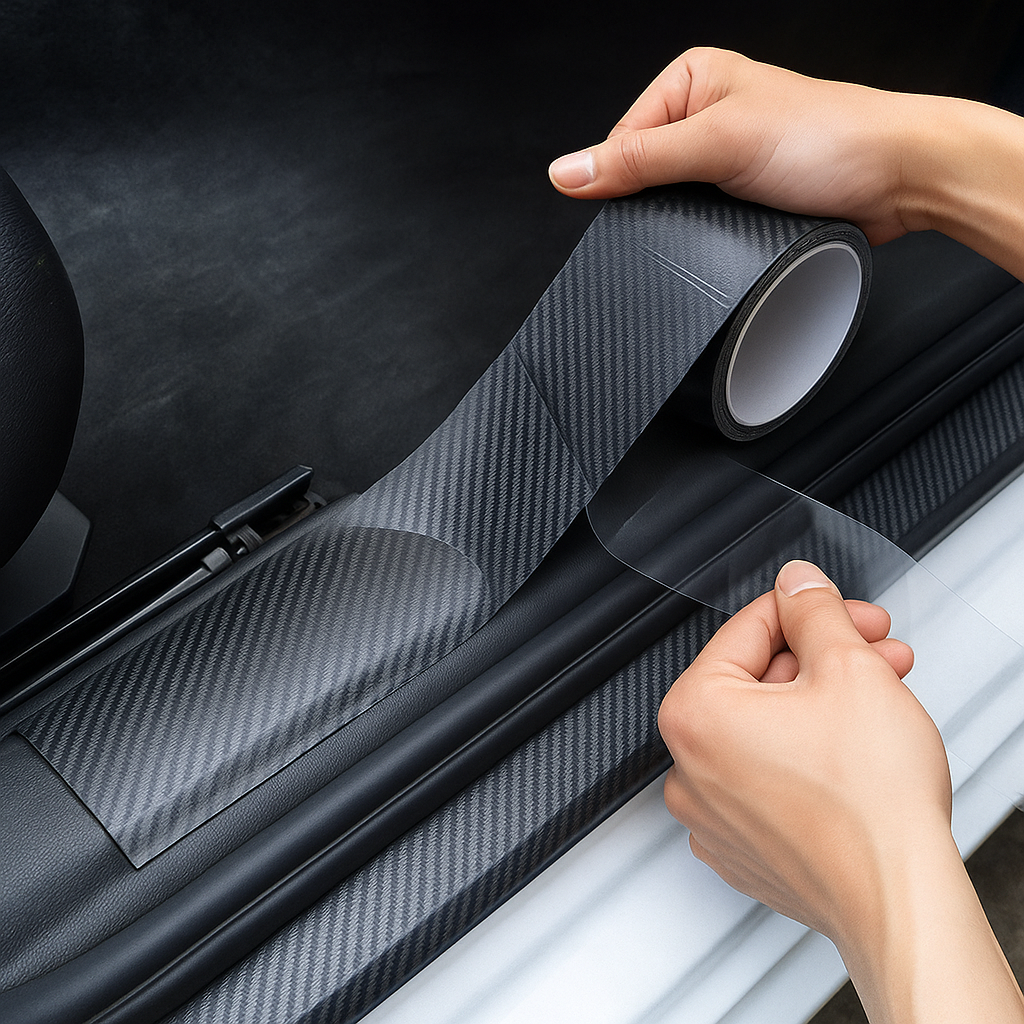 Carbongrip PRO – Film protecteur anti-rayures pour seuil de porte auto