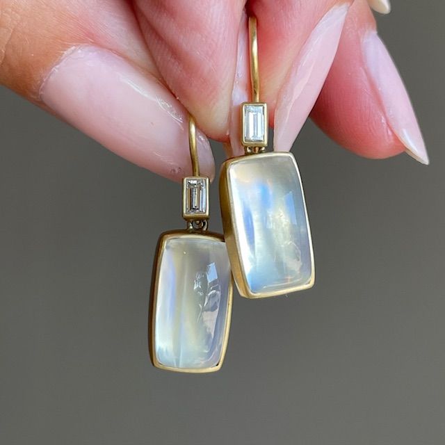 Boucles d'oreilles vintage en cristal de lune carré