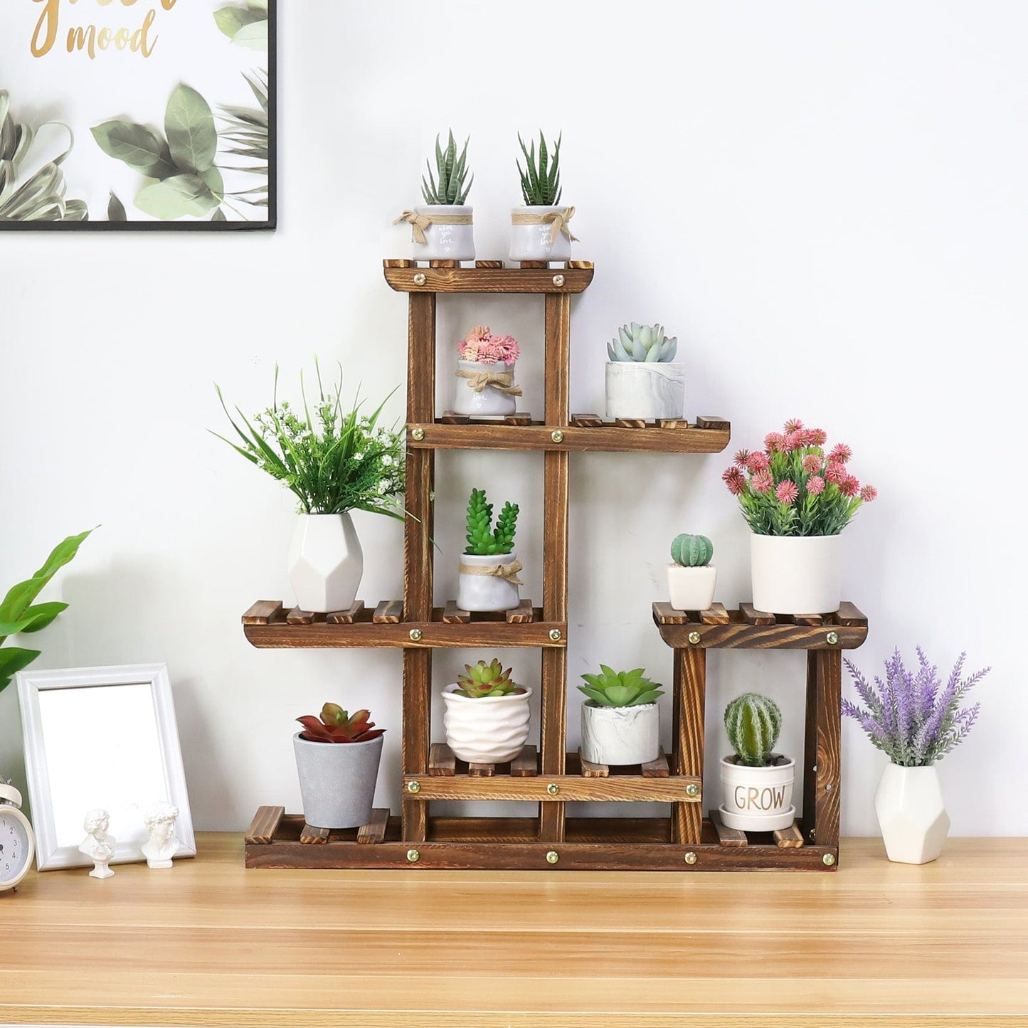 Porte Plante Ancien en Bois "Bulegoa"