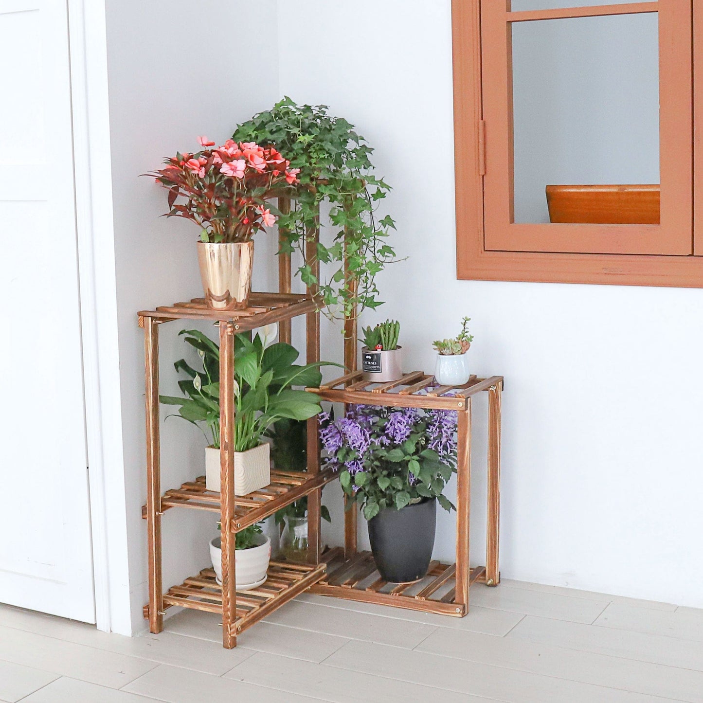 Porte Plante d'Angle en Bois "Angelua"
