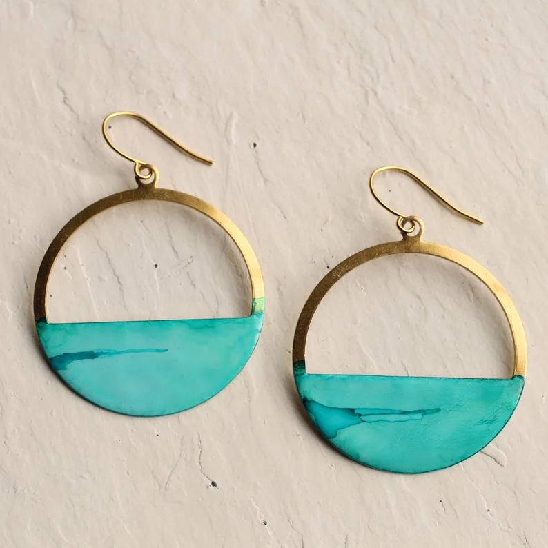 Boucles d'oreilles vintage Horizon Bleu