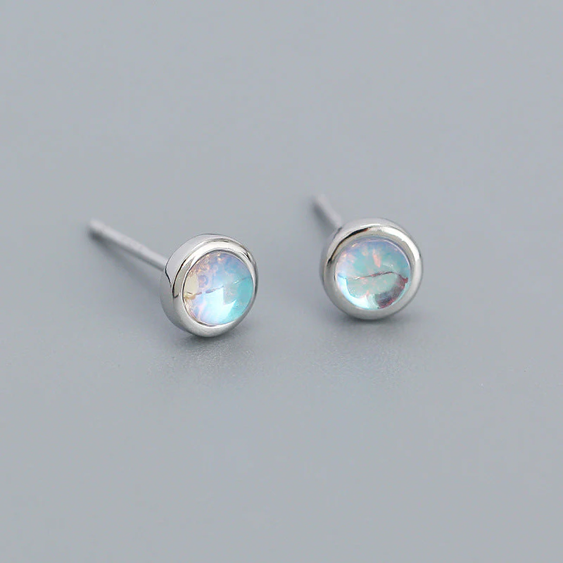 Boucles d'oreilles vintage en cristal de lune en argent