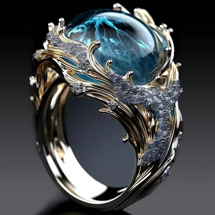 Bague vintage en cristal de l'océan