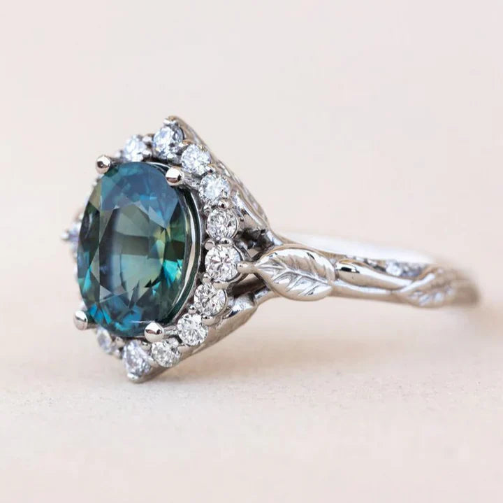 Bague vintage en argent bleu brillant