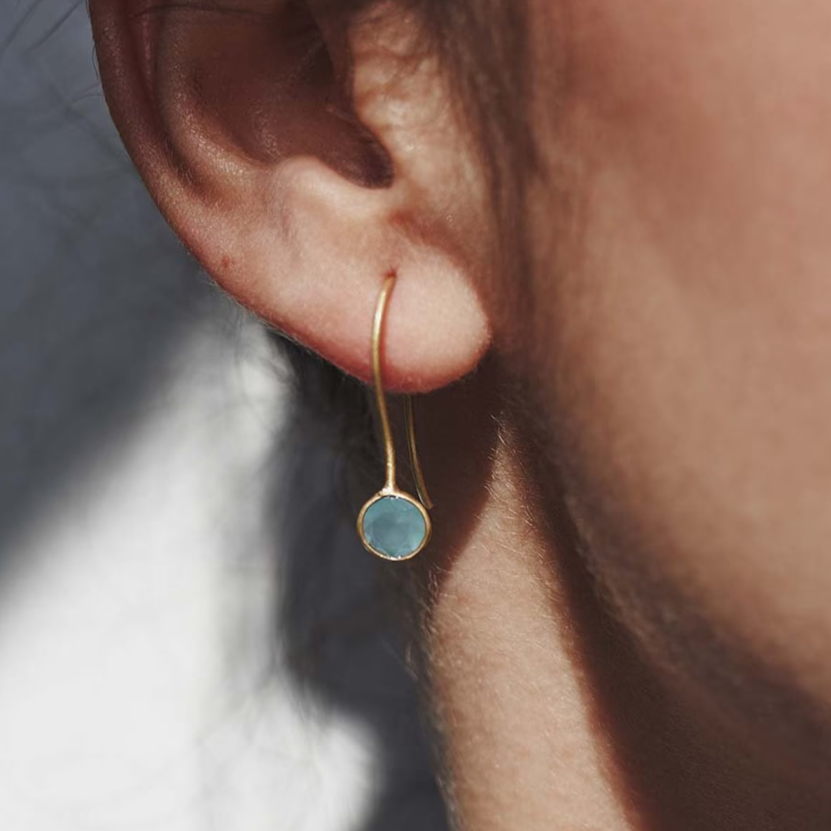 Boucles d'oreilles bleues en or vintage