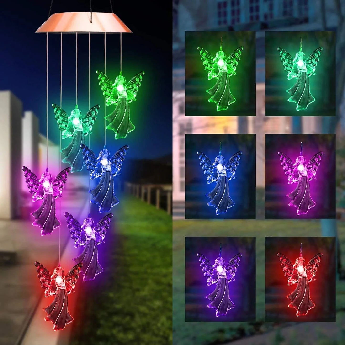 Carillon Solaire Ange-Gardien Effet Cristal