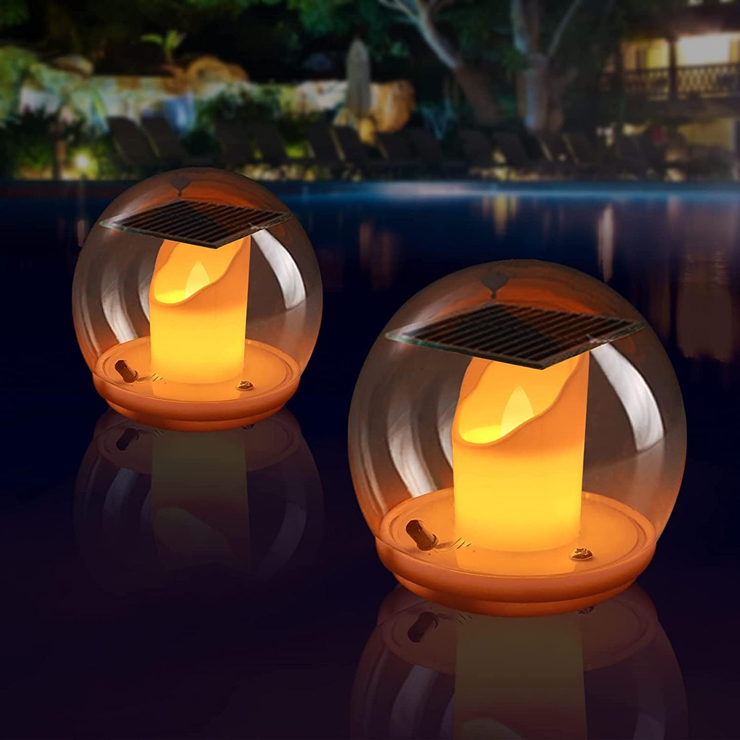 Lampe Solaire Flottante pour Piscine Originale "Bougie" (Lot de 2)