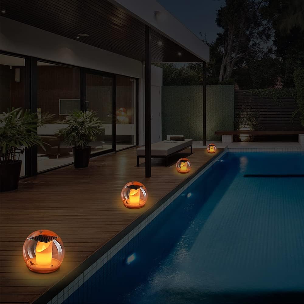 Lampe Solaire Flottante pour Piscine Originale "Bougie" (Lot de 2)
