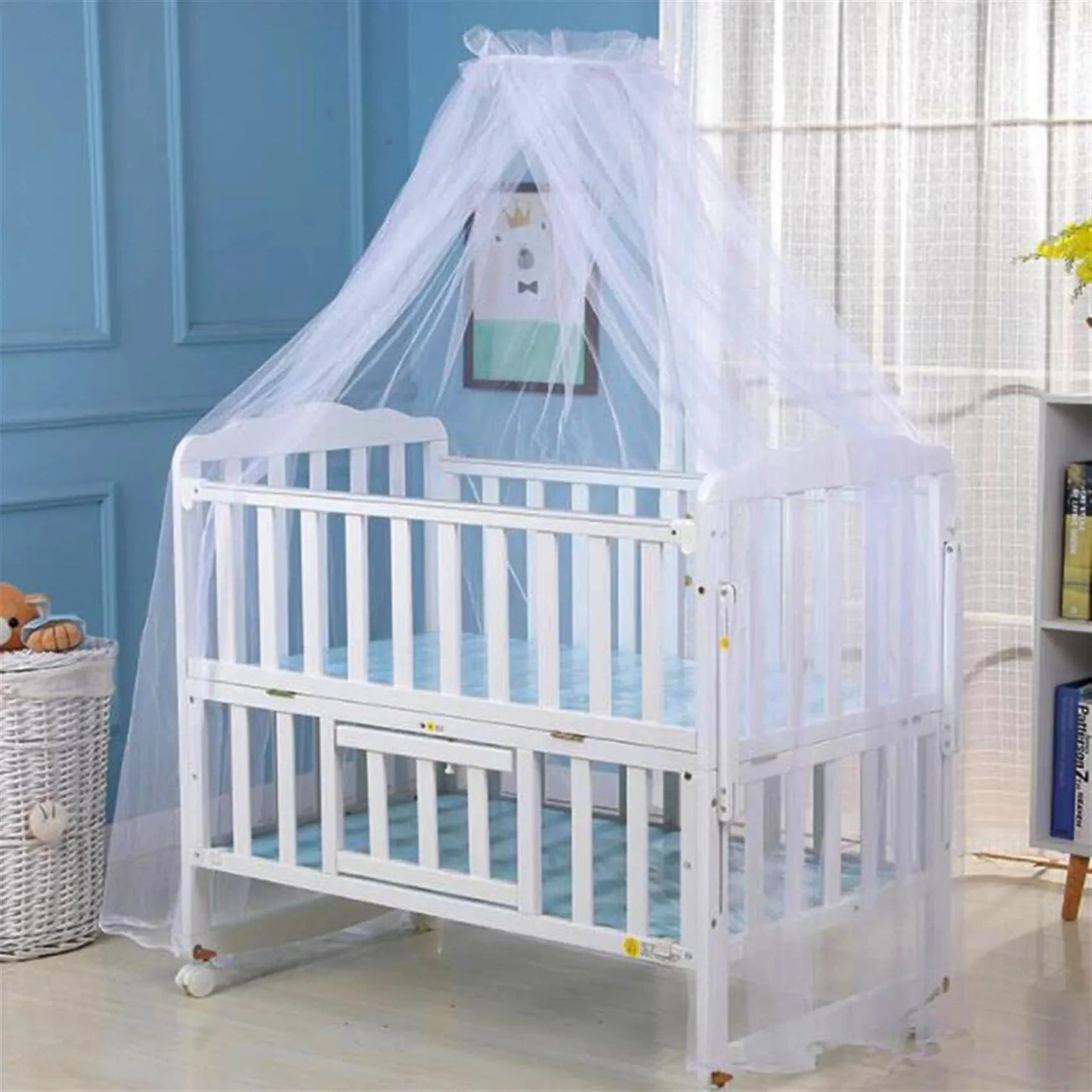 Jardioui Moustiquaire + Support Offert Moustiquaire d'Été Protectrice pour Lit de Bébé (+ Support Offert)