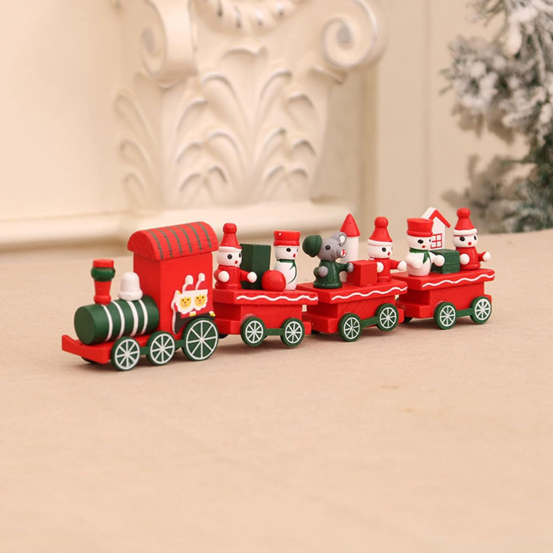 Jardioui Rouge Train de Noël Miniature Coloré