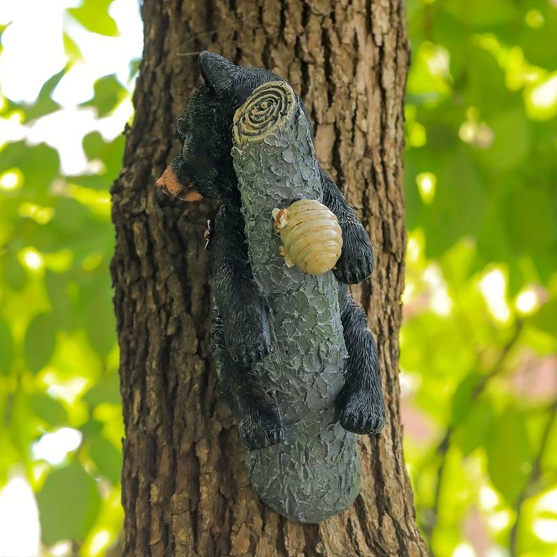 Sculpture Artisanale d'Ours Noir Réaliste