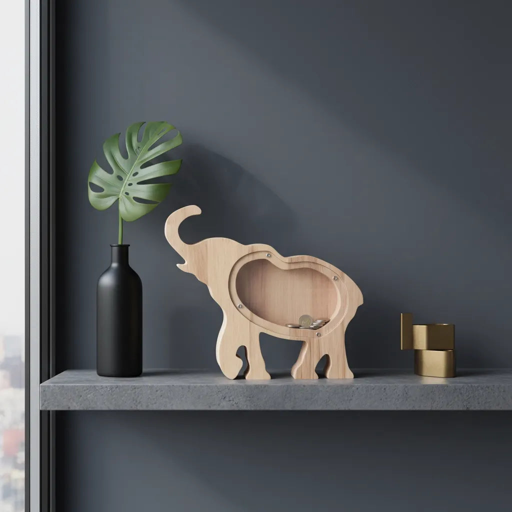 Tirelire Éléphant en Bois