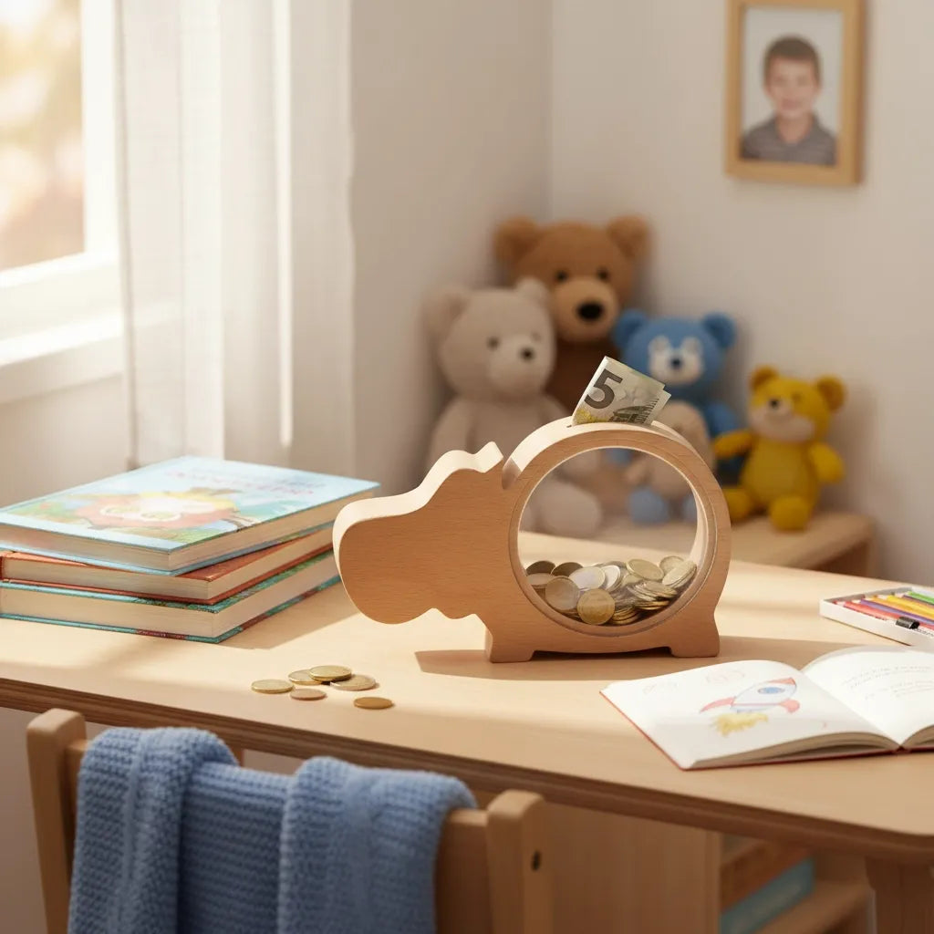 Tirelire Hippo en Bois