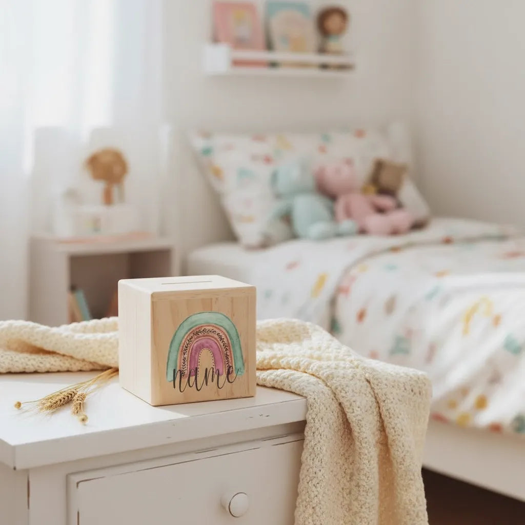 Tirelire Personnalisée pour Fille en Bois