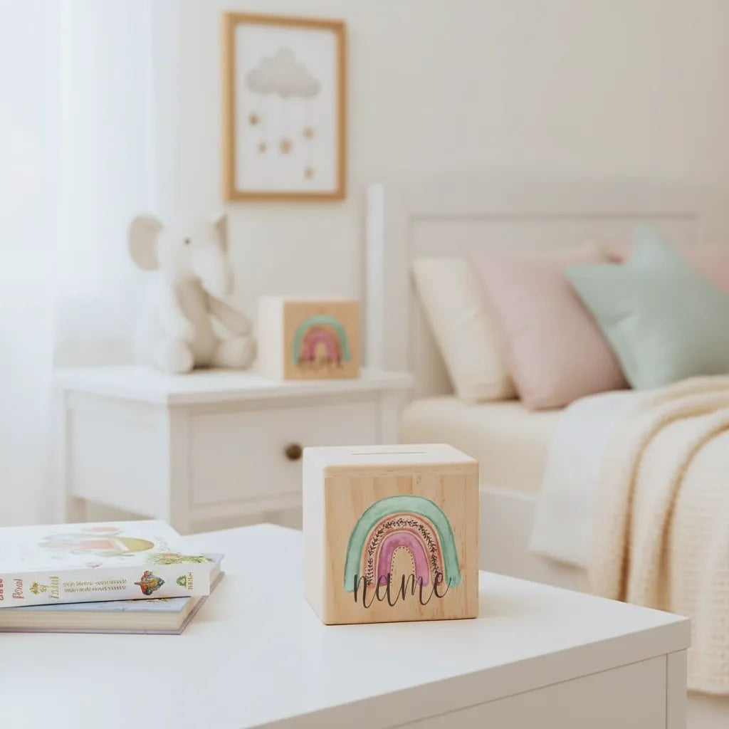 Tirelire Personnalisée pour Fille en Bois