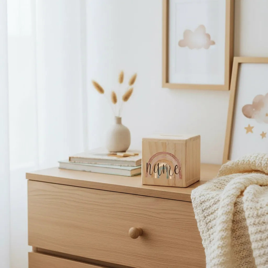 Tirelire Personnalisée pour Fille en Bois