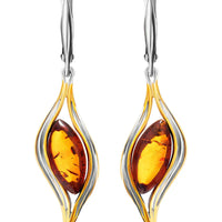Boucles d'oreilles pendantes en argent et feu