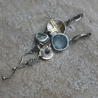 Boucles d'Oreilles Croix en Pierre Bleue