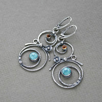 Boucles d'Oreilles en Pierre Bleue