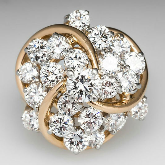Bague de cocktail vintage en or brillant
