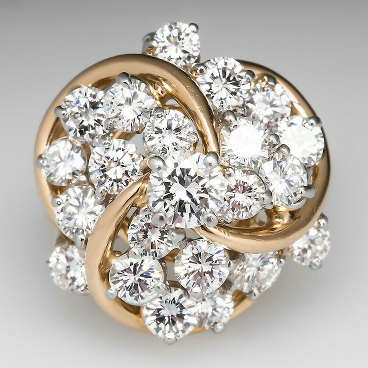 Bague de cocktail vintage en or brillant