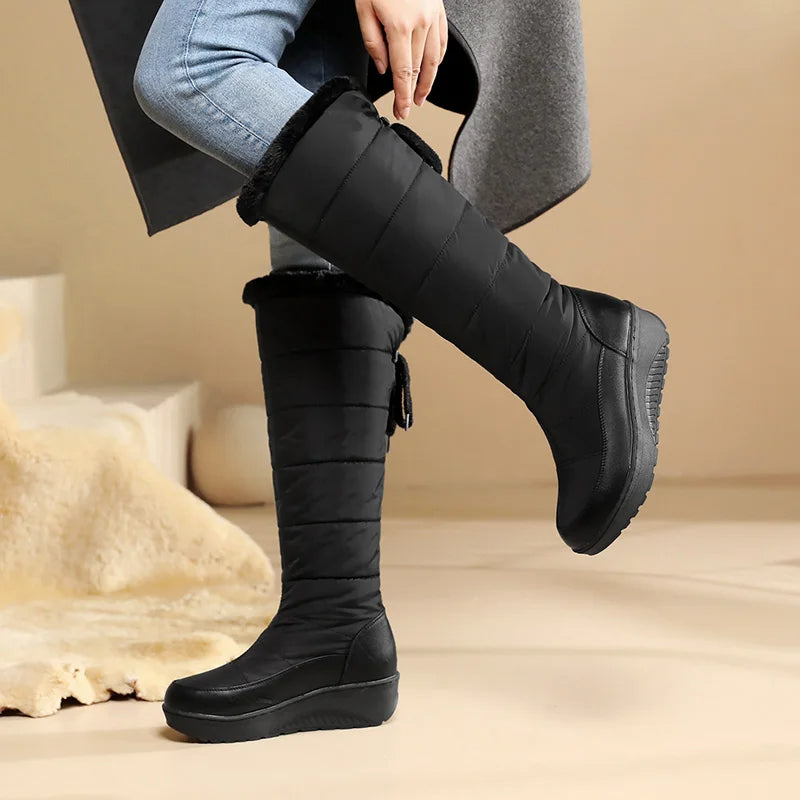 Bottes de neige imperméables à semelle épaisse