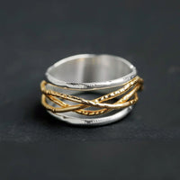 Bague en argent à fils d'or