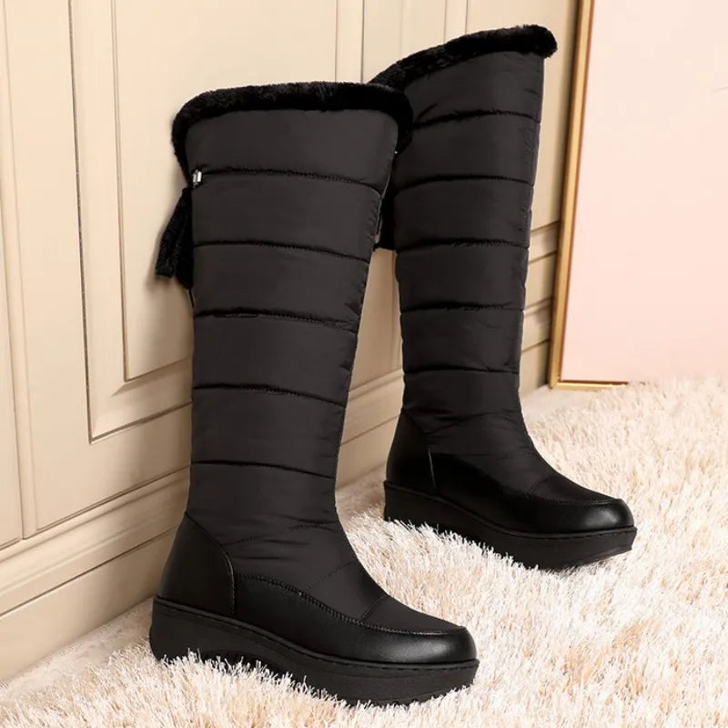 Bottes de neige imperméables à semelle épaisse