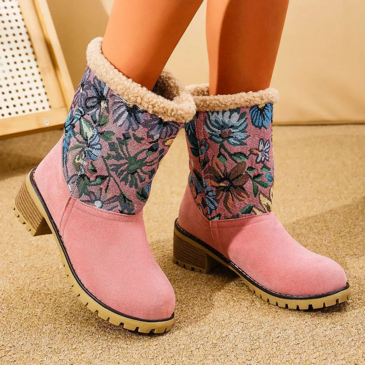 Bottes de neige d’hiver brodées pour femme