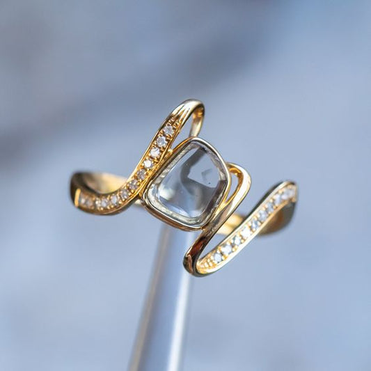Irregular Bague en cristal vintage en or